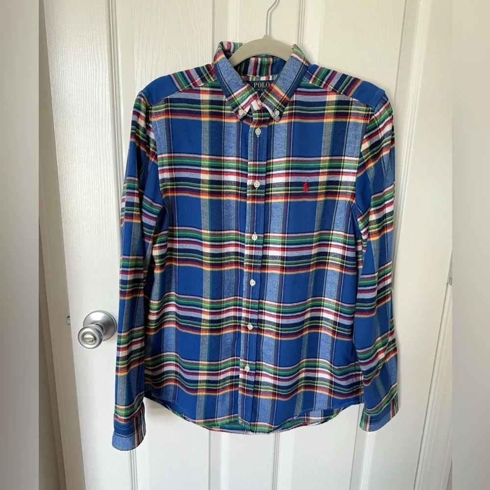 Ralph Lauren Blue and Red Casual Button Down Shirt